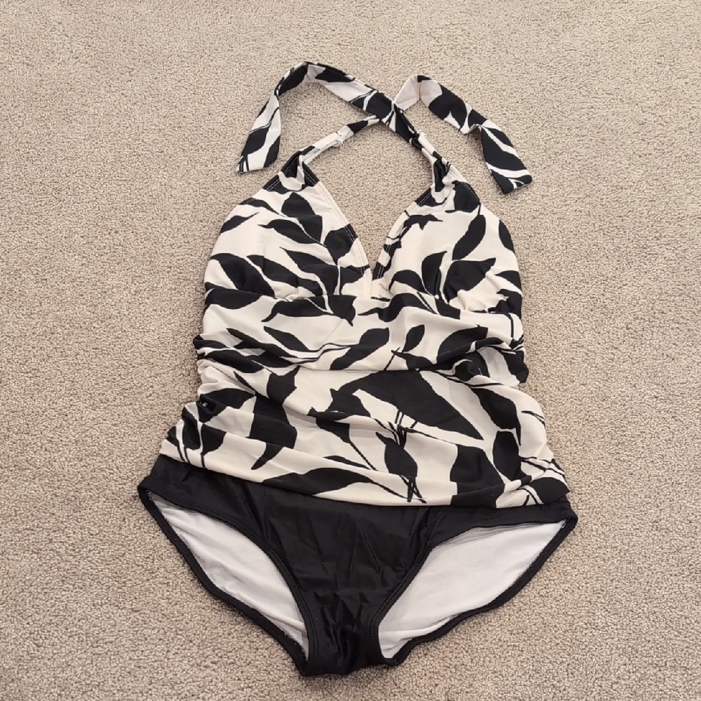 Black and White One Piece Swimsuit